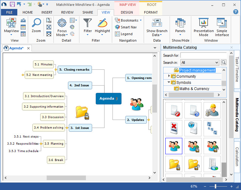 Figure 6  Mindview Provides A Large Assortment Of Icons And Clipart