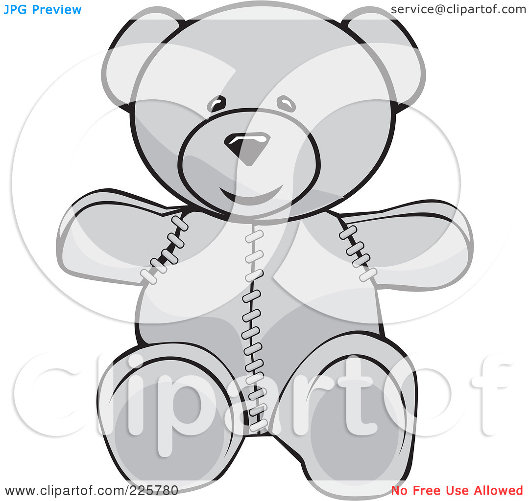 Free  Rf  Clipart Illustration Of A Cute Gray Stitched Up Teddy Bear