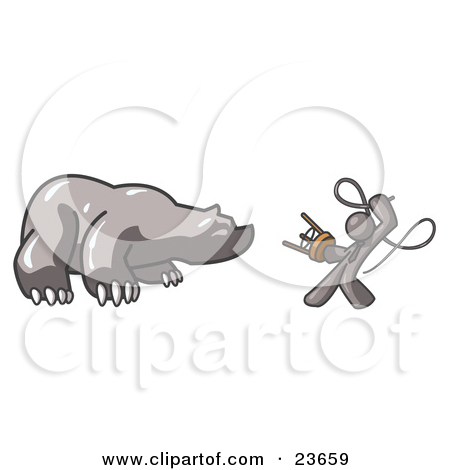 Gray Man Holding A Stool And Whip While Taming A Bear Bear Market