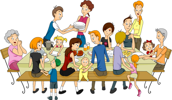 Illustration Of Extended Family Around A Table