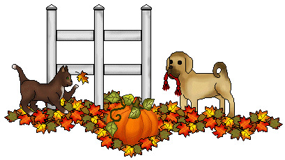 Pumpkin Clip Art   Cat Dog And Pumpkins In Autumn Leaves