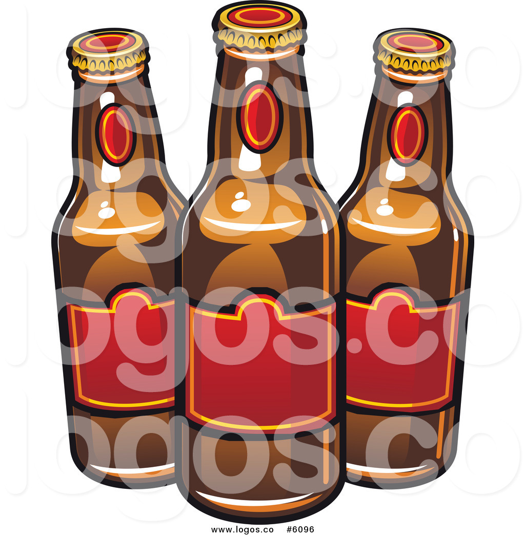 Royalty Free Clip Art Vector Logo Of Beer Bottles With Red Labels By