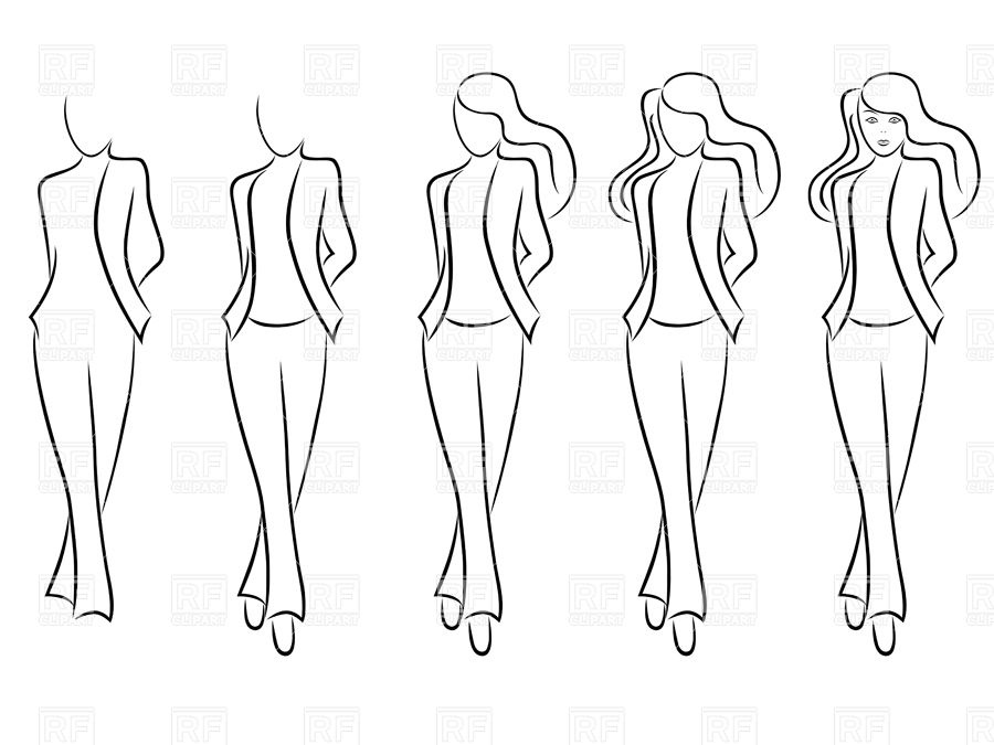 Sequence Of Hand Drawing Sketch Of A Businesswoman 36074 Silhouettes