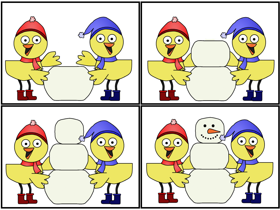 Snowman Melting Sequence Clipart Snowman Sequence Cards