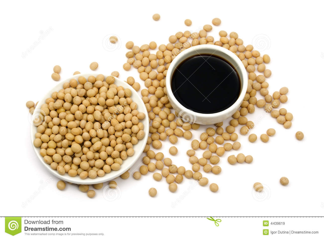 Soy Sauceand Beans Isolated On White Background