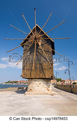 Stock Photo   Old Mill On The Entrance Of Old Bulgarian Town Nessebar    