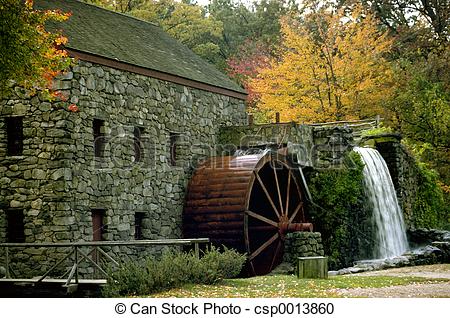 Stock Photography Of Fall Mill   Old Mill And Water Wheel In The New