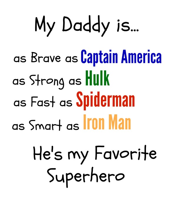 Superhero Dad Gift Free Printables   By Www Busymomshelper Com