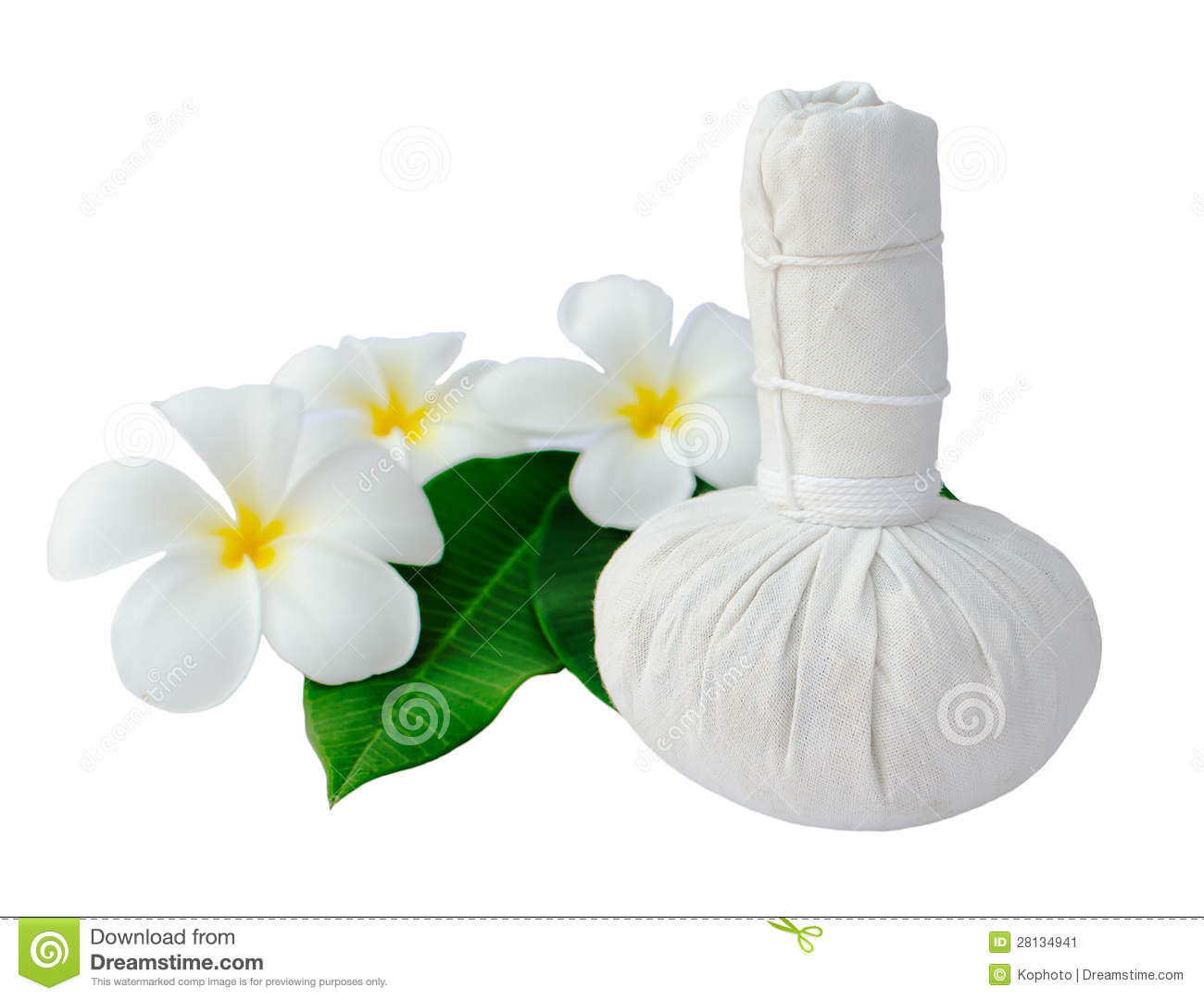 Thai Herbal Compress For Spa With White Plumeria Flower  Frangipani