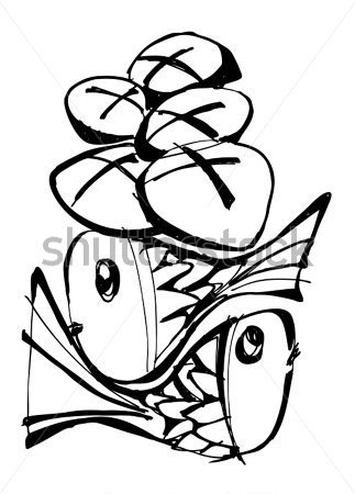 Two Fish And Five Bread Illustration