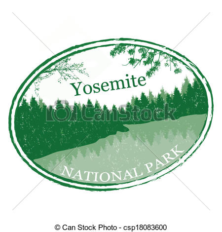 Vert Grunge Caoutchouc Timbre Nom Yosemite National Parc Uni