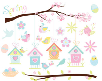 Whimsical Tree Clipart Spring Clipart   Bird