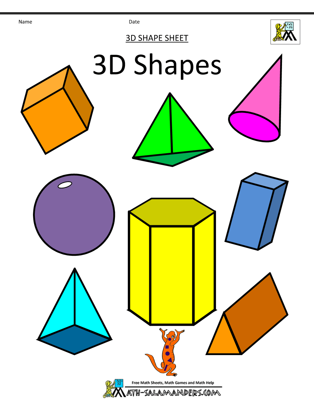 Assorted 3d Shapes Color Assorted 3d Shapes B W