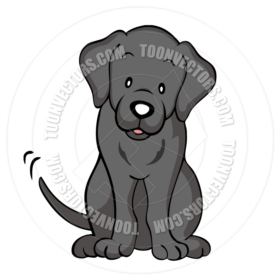 Cartoon Black Labrador Dog Isolated By Cartoongalleria   Toon Vectors