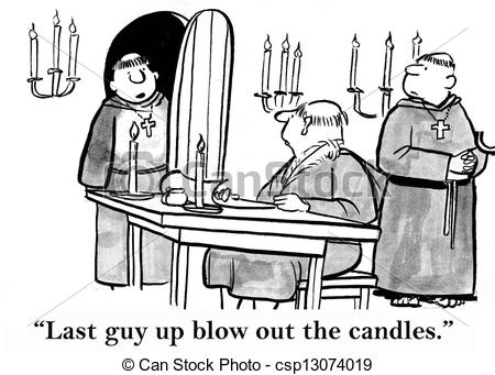 Clipart Of Blow Candles Out In Monastery   Last Guy Up Blow Out The
