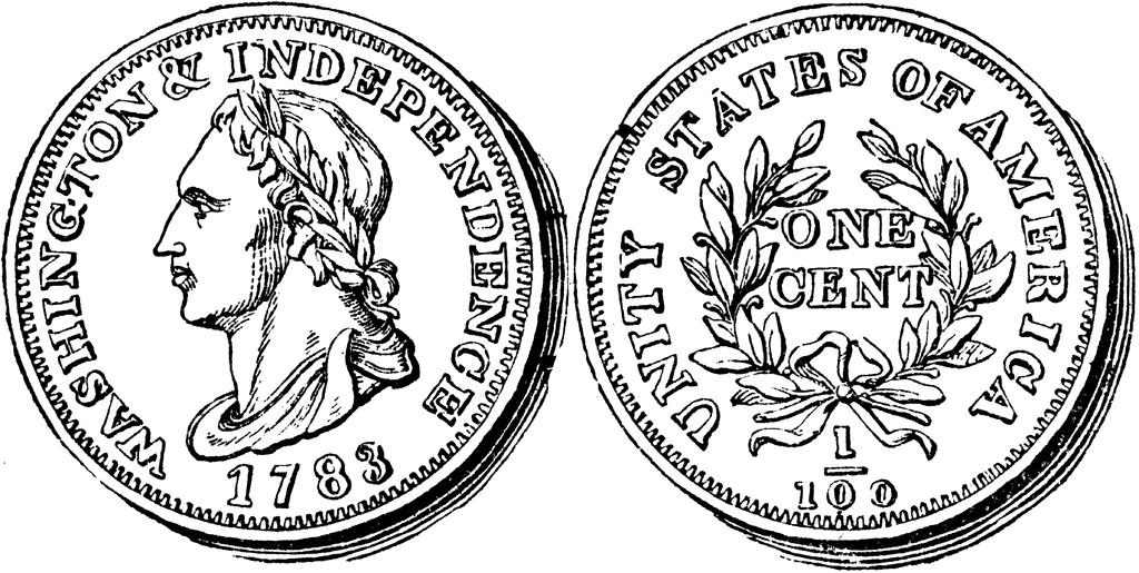 Copper Cent Coin 1783   Clipart Etc