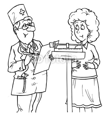 Doctor Scale Cartoon Doctor And Pregnant Woman On
