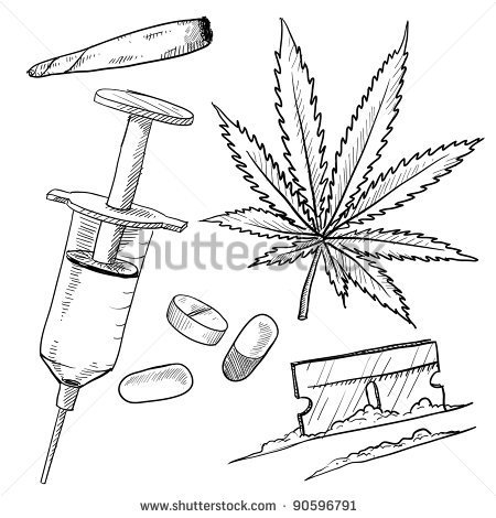 Doodle Style Illegal Drugs Illustration In Vector Format Including Pot