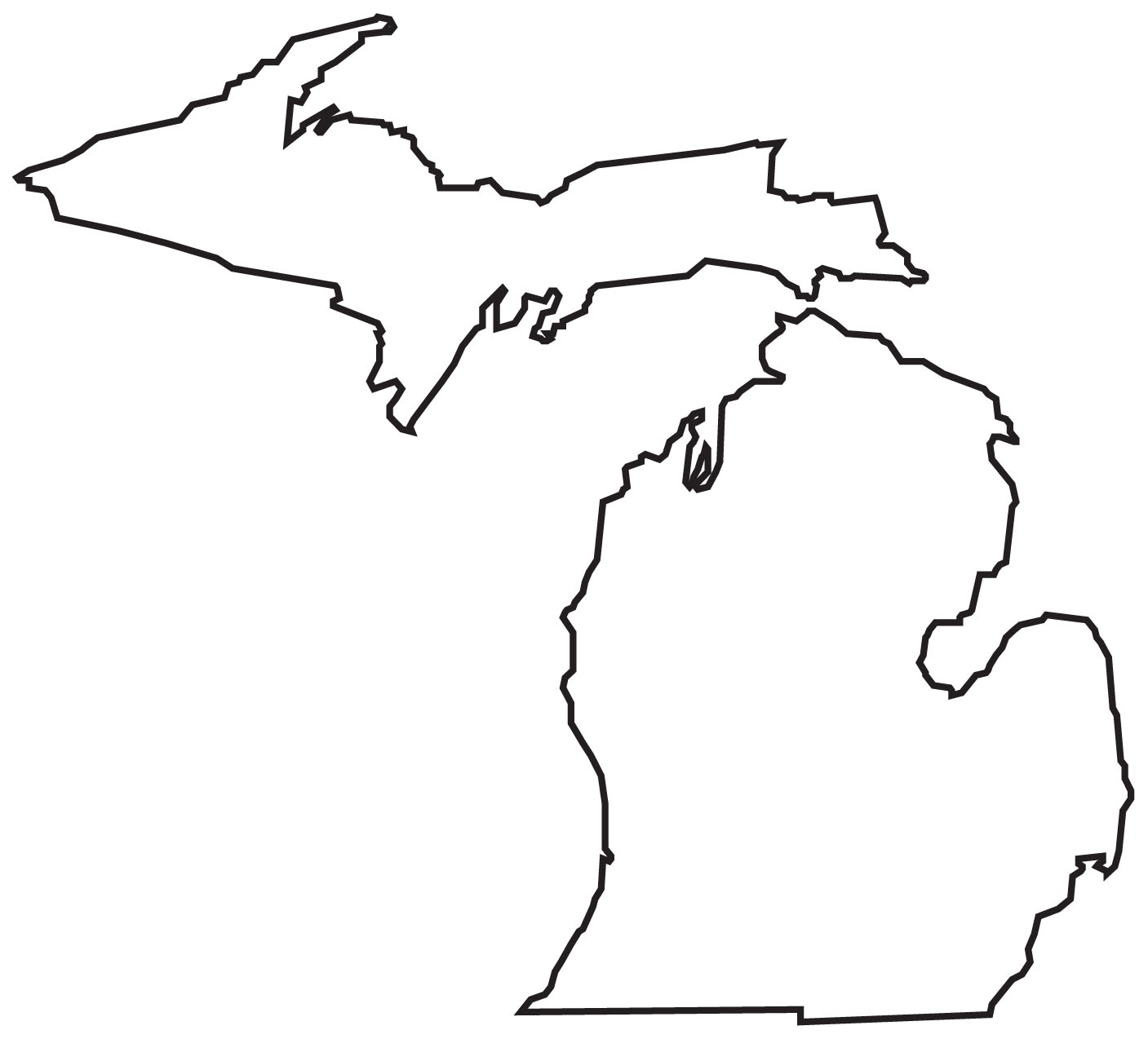 Michigan Lower Peninsula Black And White Clipart