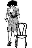 Sketch A Cleaner Holds Rag With A Chair   Clipart Graphic