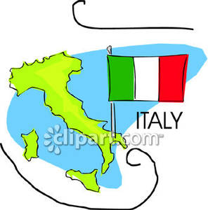 The Italian Peninsula And Flag   Royalty Free Clipart Picture