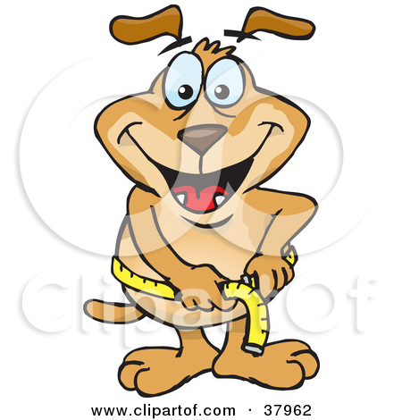 Clipart Illustration Of A Brown Dog Measuring His Waist With A Tape