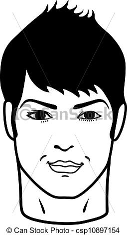 Clipart Vector Of Young Man   Closeup Front Portrait Of A Young Man