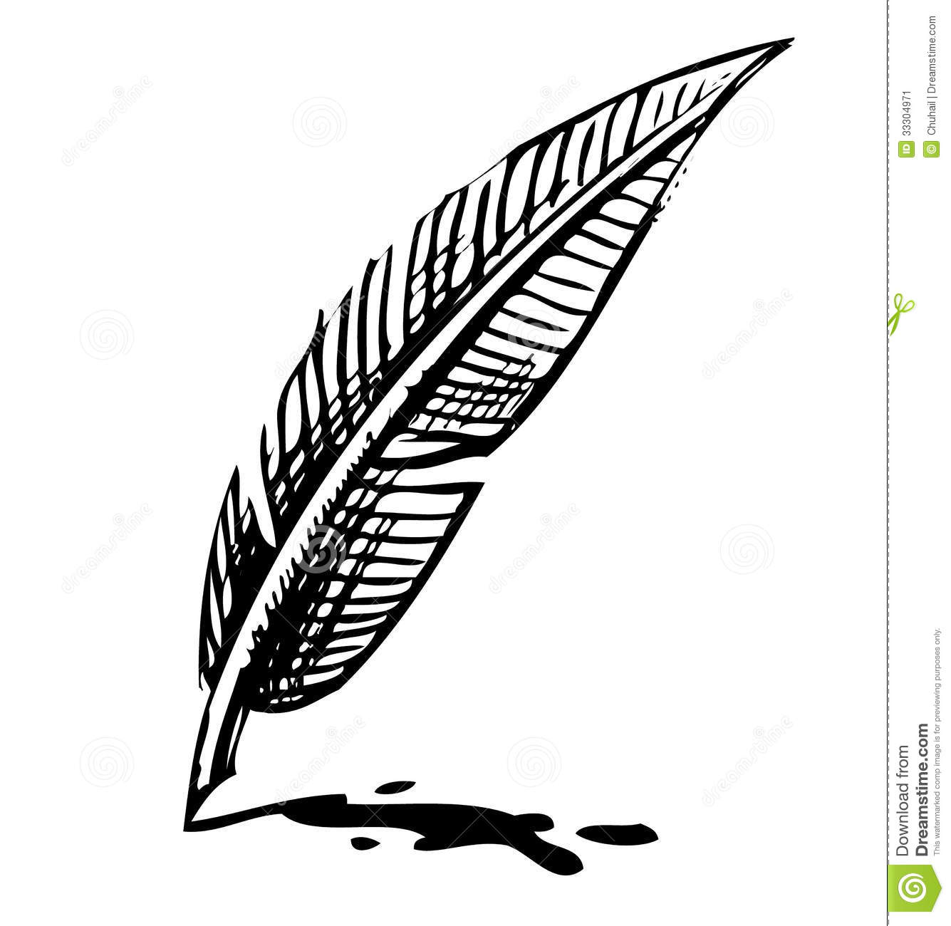 Feather Pen Clip Art Writing Quill With Ink Blot