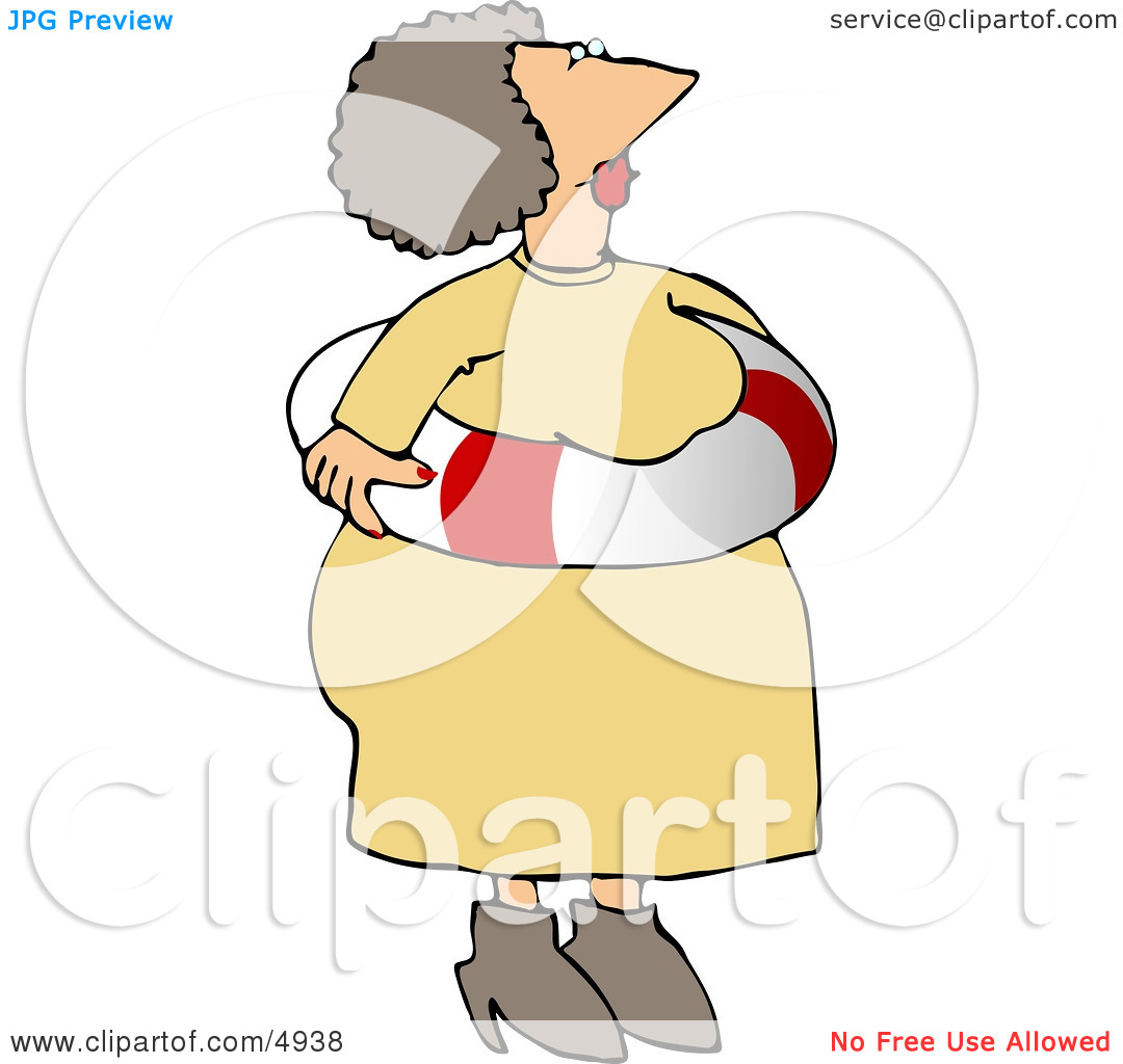 Life Preserver Float Tube Around Her Waist Clipart By Dennis Cox  4938