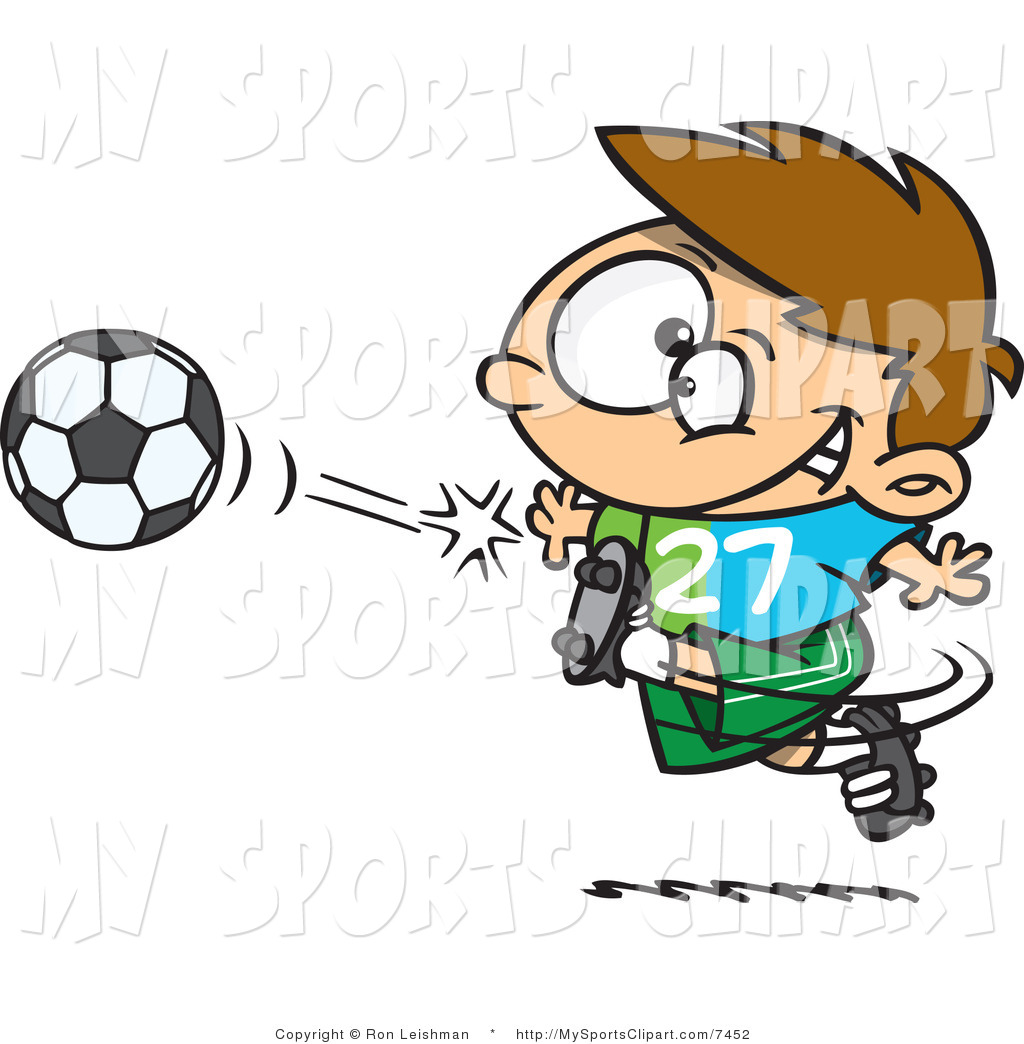 Sports Clip Art Of A Young Boy Kicking A Soccer Ball By Ron Leishman    