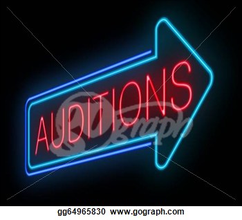 An Illuminated Neon Auditions Sign   Clipart Illustrations Gg64965830