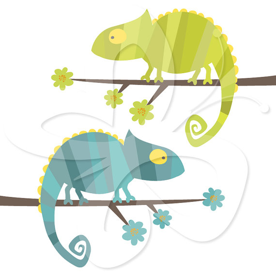 Chameleon Digital Clip Art Clipart Set   Personal And Commercial Use