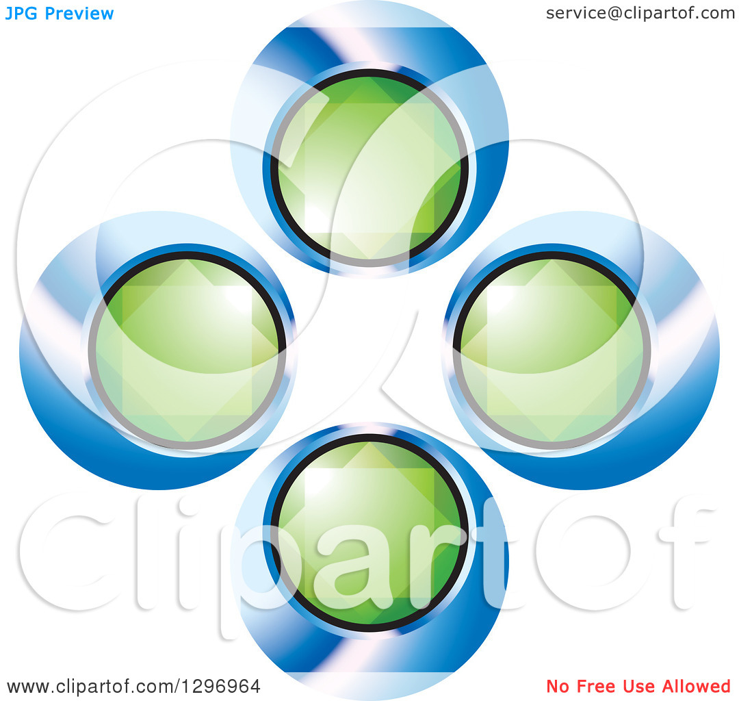 Clipart Of Green Emerald Gems In Blue And Black Circles   Royalty Free    