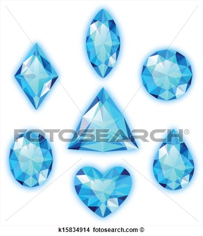 Clipart   Set Of Blue Gems Isolated On White  Fotosearch   Search Clip    