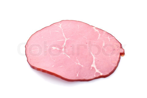 Image   1914244 677787 Thin Slice Of A Ham On A White Background Jpg    