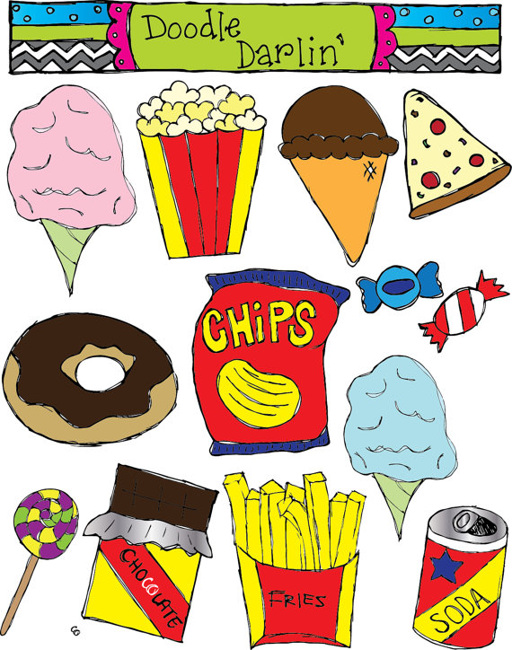 Junk Food Clipart Set Instant Download By Doodledarlin On Etsy