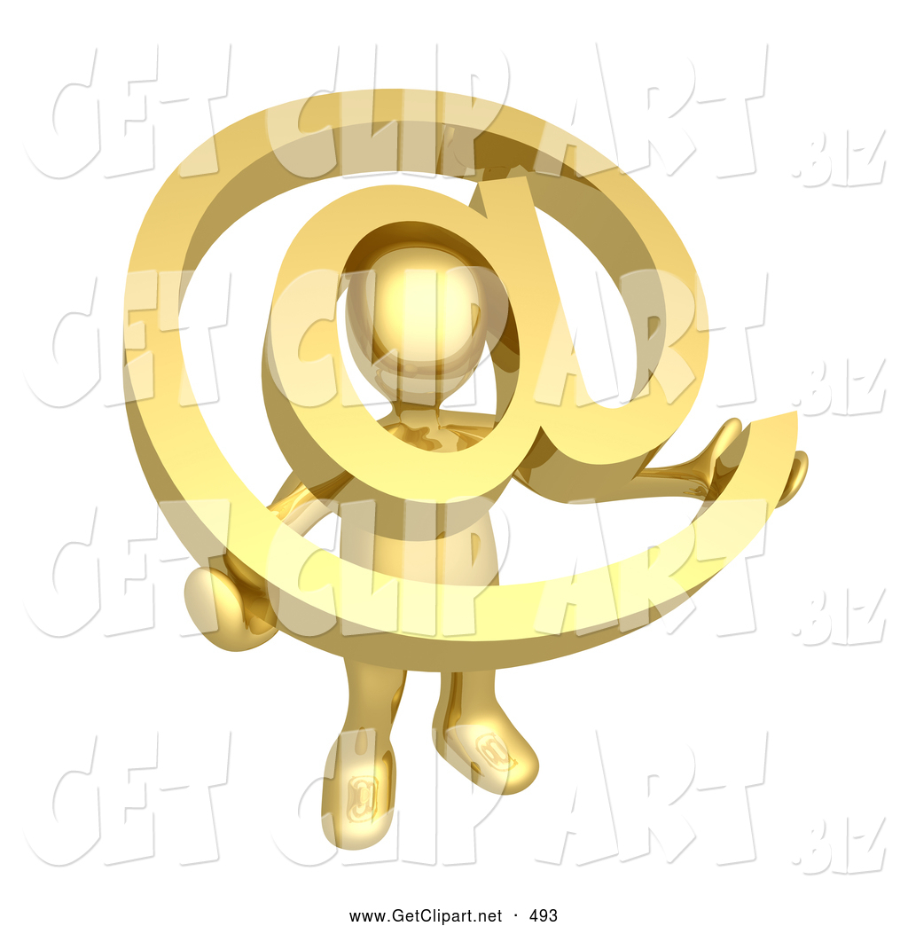Larger Preview  3d Clip Art Of A Gold Person Holding A Golden At