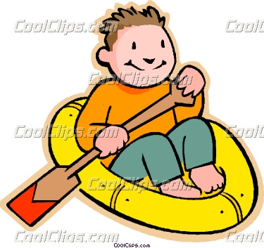 Little Boy In Rubber Raft Vector Clip Art