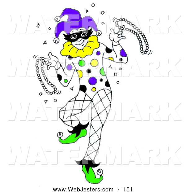 Mardi Gras Jester Dancing With Beads Jester Clip Art Loopyland