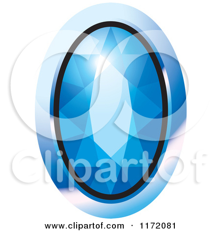 Oval Blue Diamond Or Gemstone With A Frame