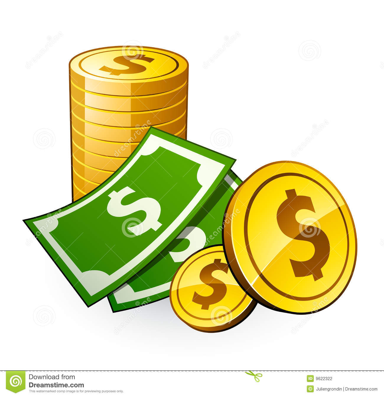 Pile Of Coins With Dollar Stock Photography   Image  9622322