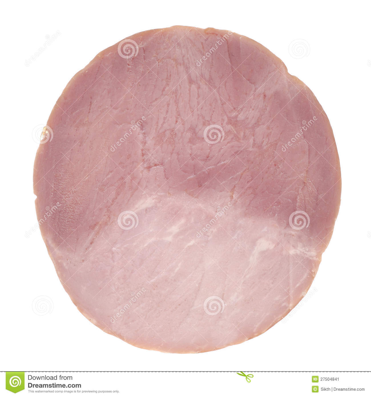 Slice Of Ham Isolated On White Background Stock Image   Image    