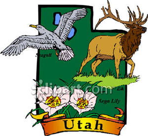 State Flower Bird And Animal Of Utah   Royalty Free Clipart Picture