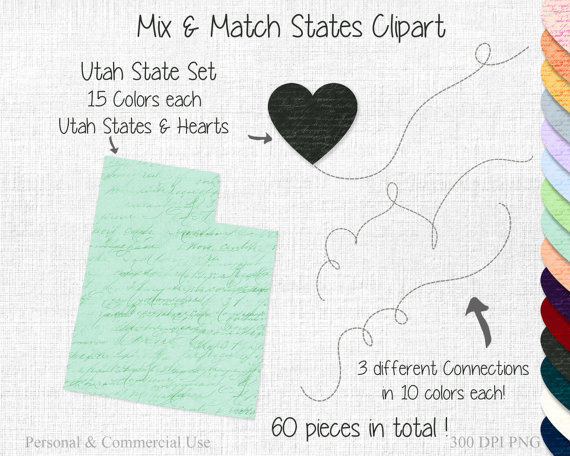 Utah State To State Clipart Commercial Use Clipart Mix   Match States    
