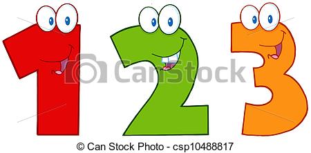 Vector Clip Art Of Funny Numbers One Two And Three   Numbers One Two    