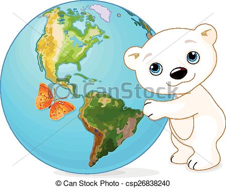 Vector   Polar Bear Earth Day   Stock Illustration Royalty Free