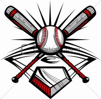 Vector Template Of A Softball Bats Baseball And Home Plate Graphic