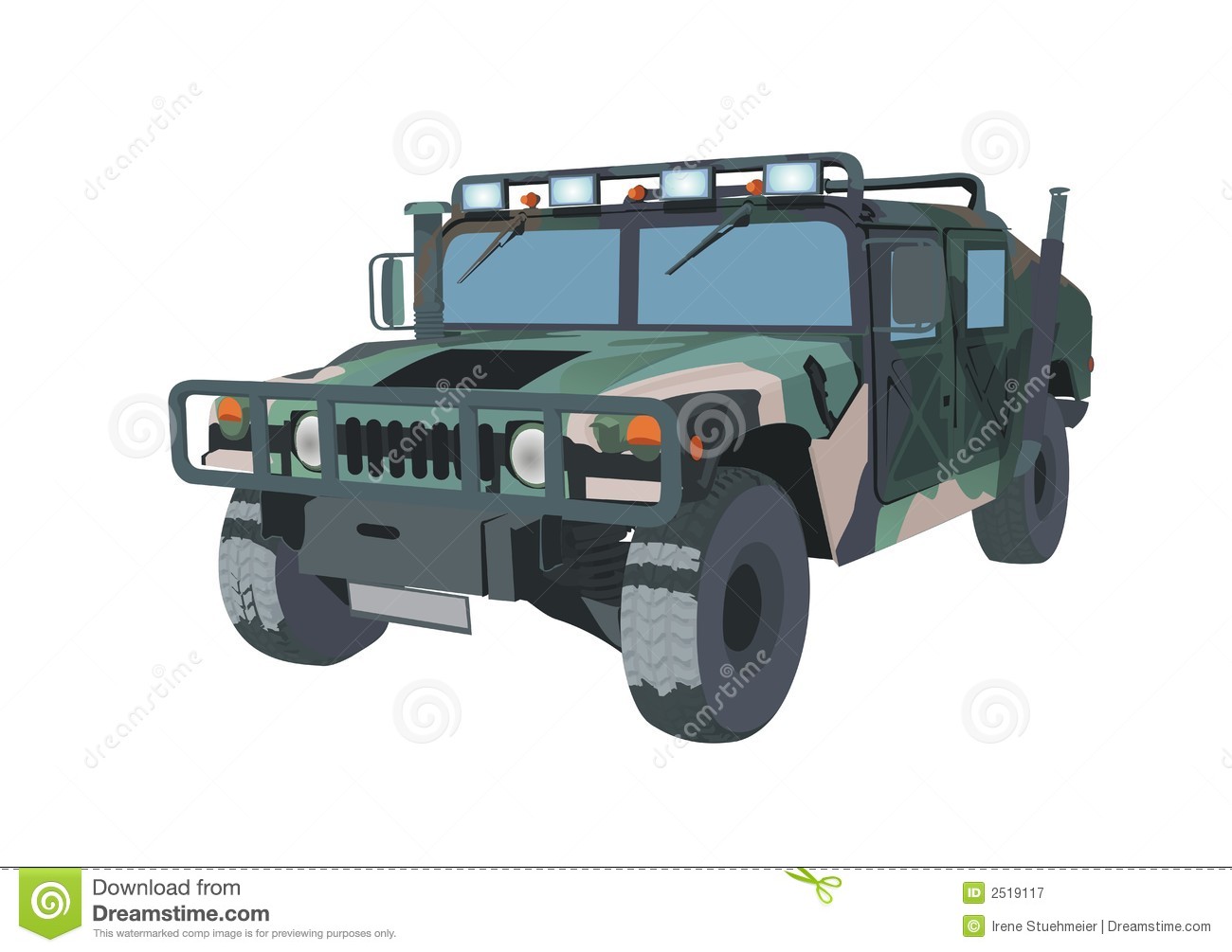 Army Jeep On The White Background