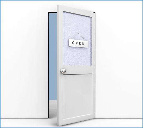 Clipart Illustration Of An Open Office Door With An Open Sign Ha