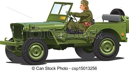 Clipart Vector Of World War Two Army Jeep   Vector Eps 8 Illustration